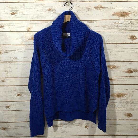 Ten Sixty Sherman Chunky Knit Cowl Neck Sweater - Blue - Medium - Picture 1 of 13
